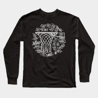 Basketball Retro Hoop Graffiti Backboard Hip Hop Long Sleeve T-Shirt
